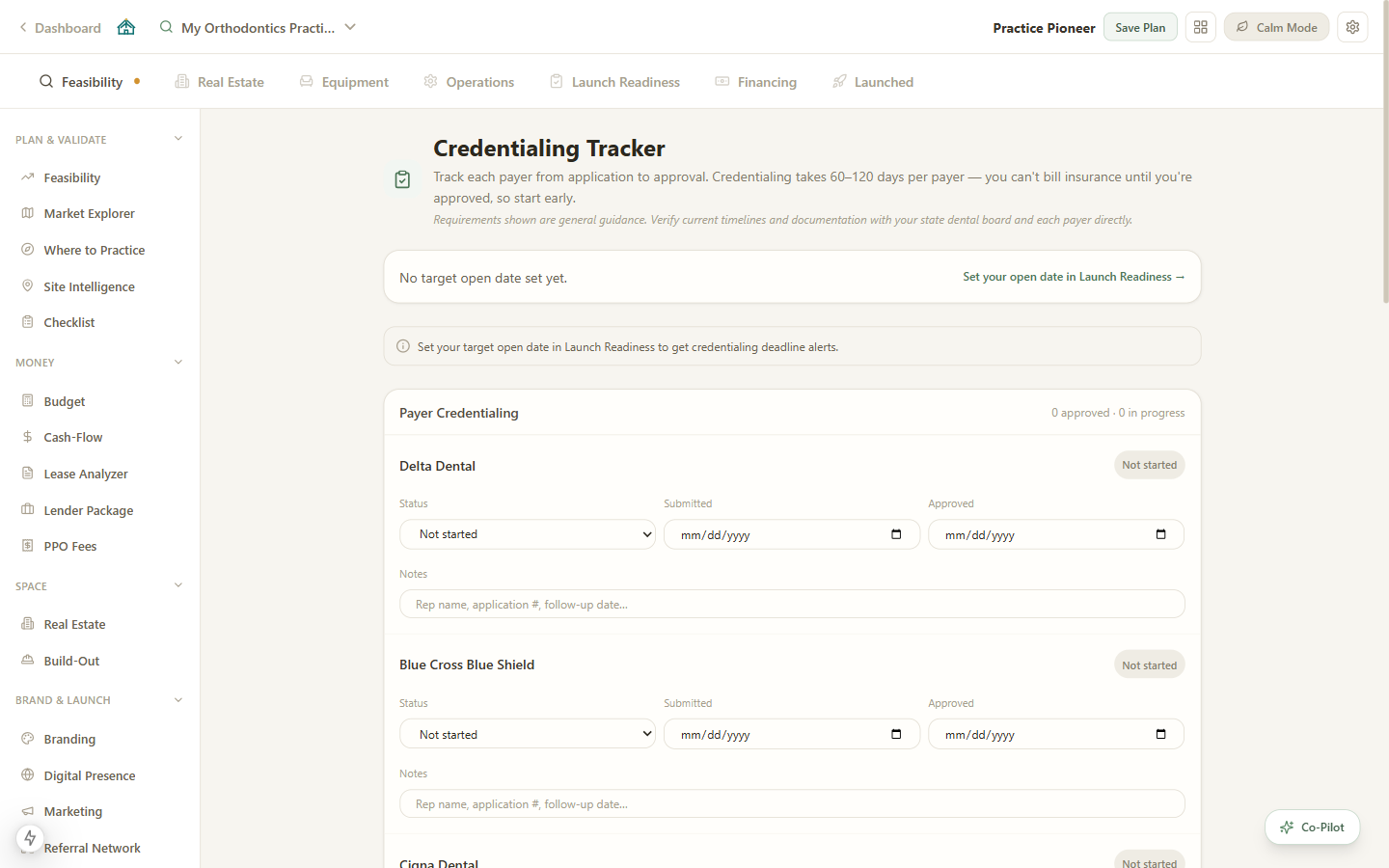 Payer credentialing tracker