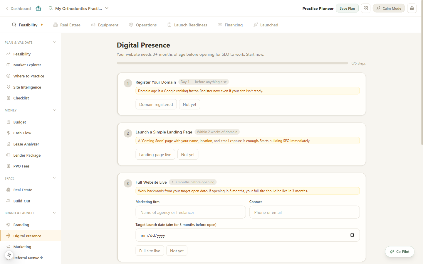 Digital presence launch plan