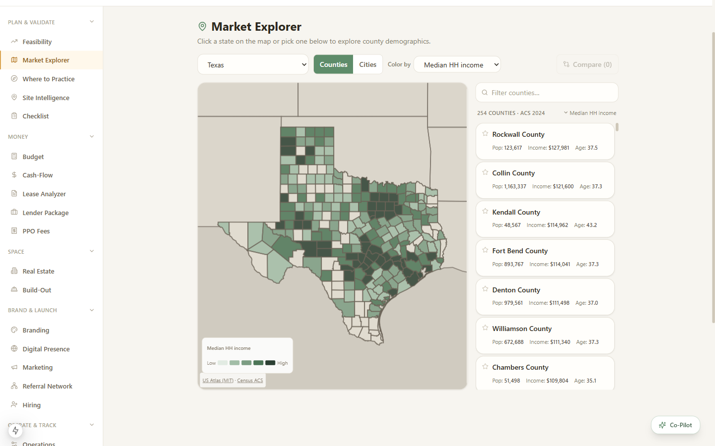 Market Explorer county map